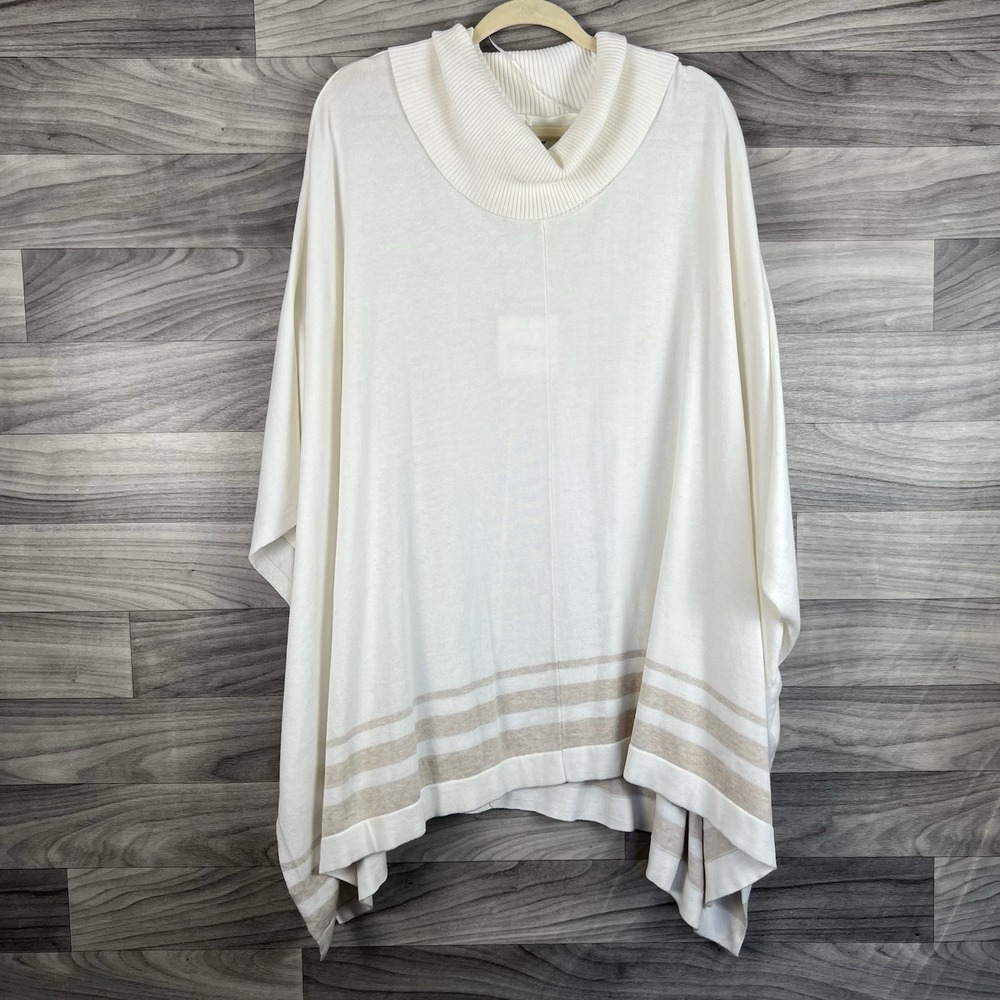 Croft & Barrow Shawl Women's 2X/3X Cream Beige Cowl Neck Knit Cozy Lounge Casual